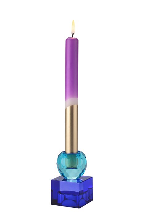 Sari, Kristallglas, Kerzenhalter/Teelichthalter, Kugel/Cube, blau/dunkelblau, gs