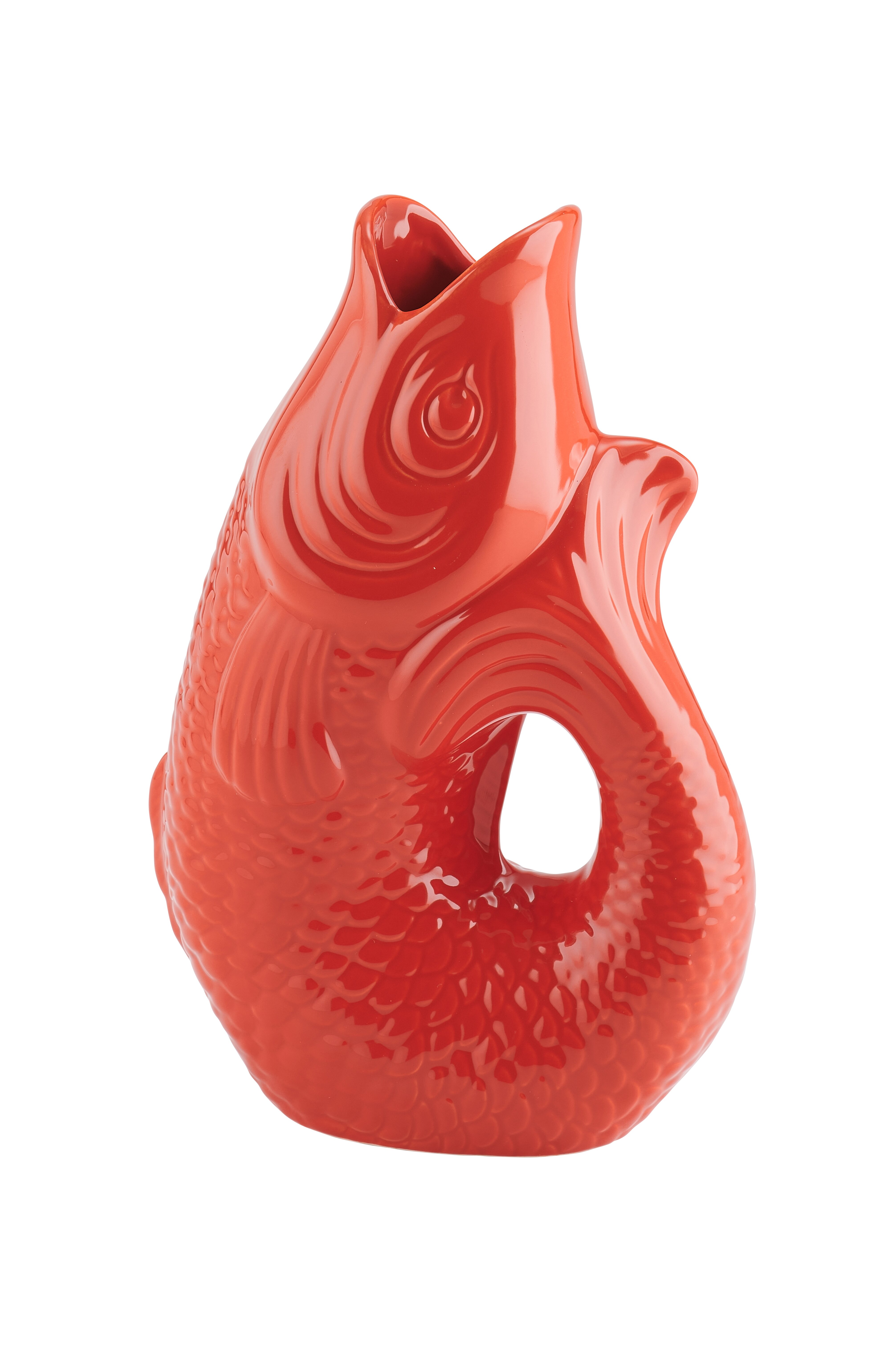 Monsieur Carafon, Fisch, Vase, S, coral red , 1,2 Liter