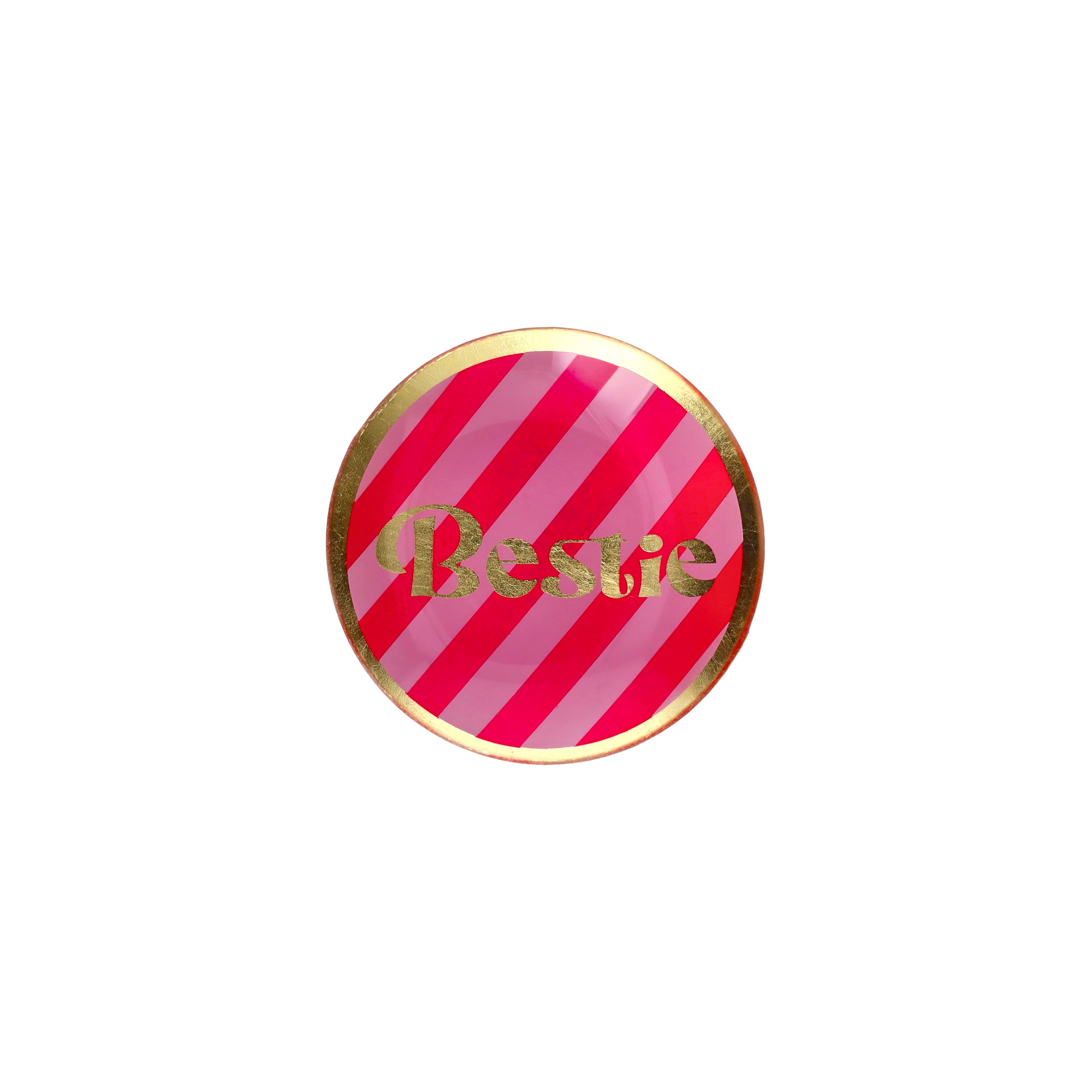 Love Plates, Glasteller S, Motiv: Bestie,  rund, neon pink/rosa