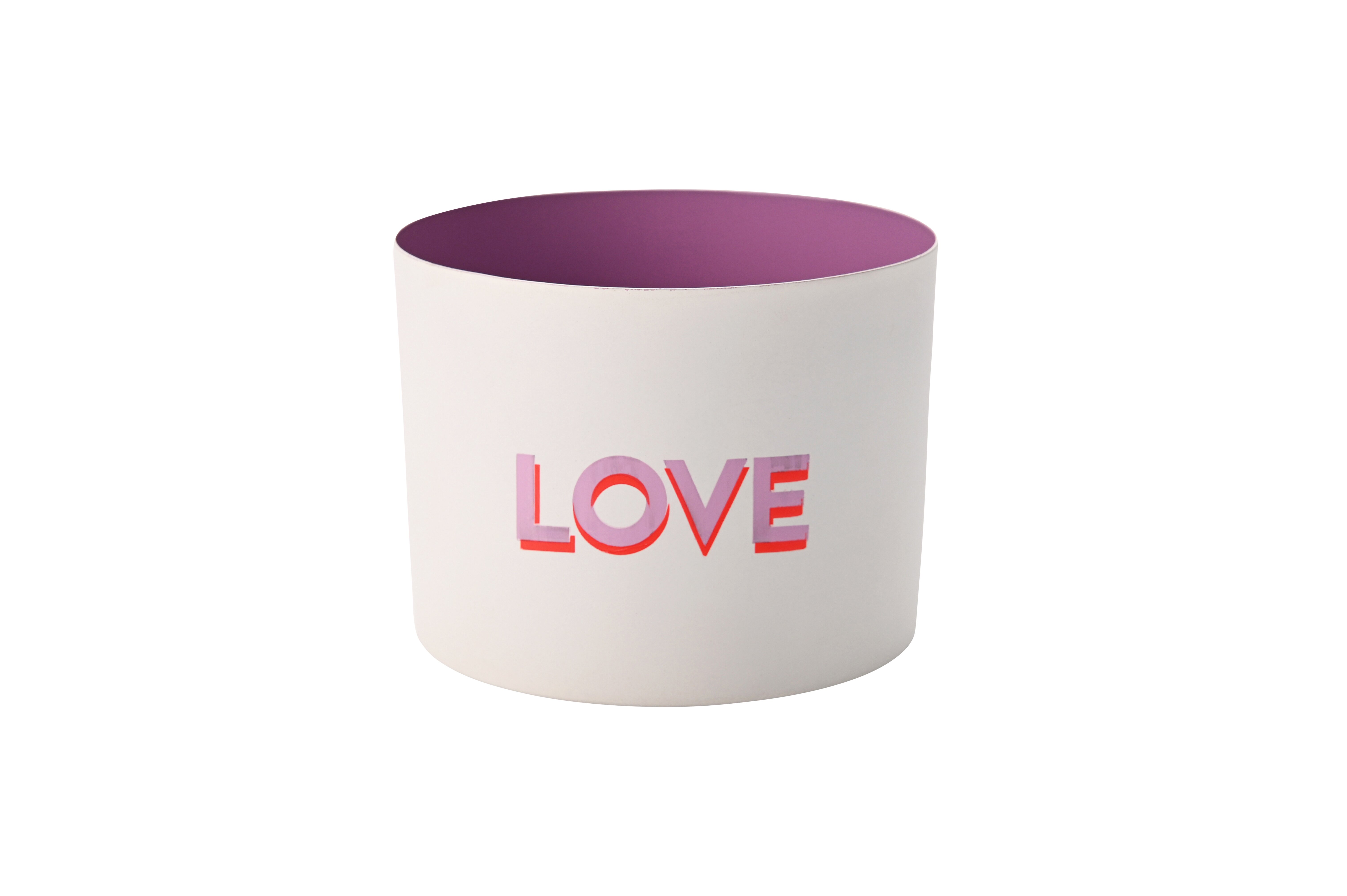 Goa, Windlicht, Motiv: Love, weiß/flieder