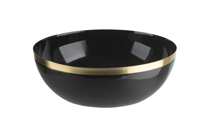 Saigon, Schale mit Metallring, schwarz/gold