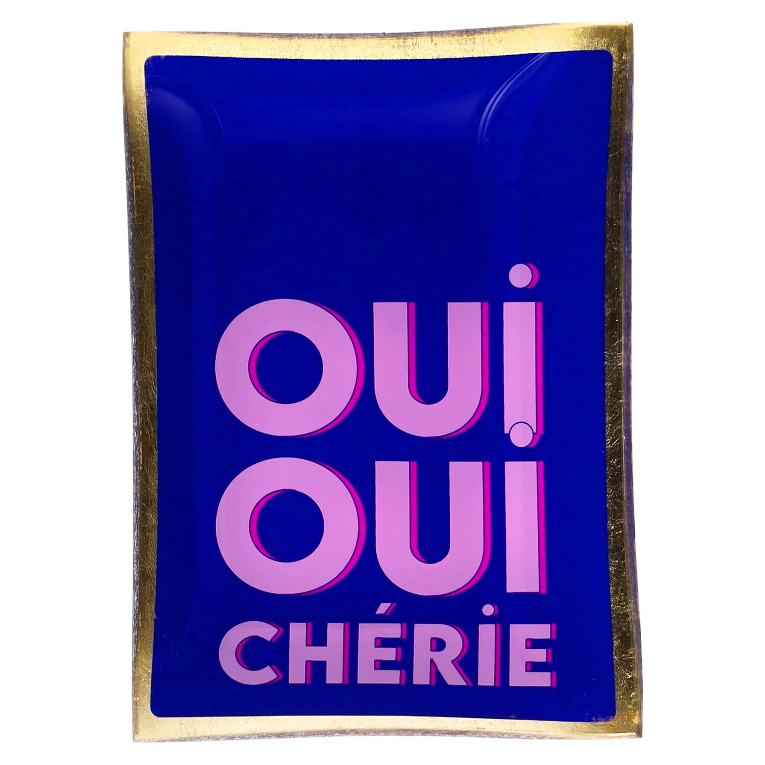 Love Plates, Glasteller M, Motiv: Oui Oui Chérie, dunkelblau