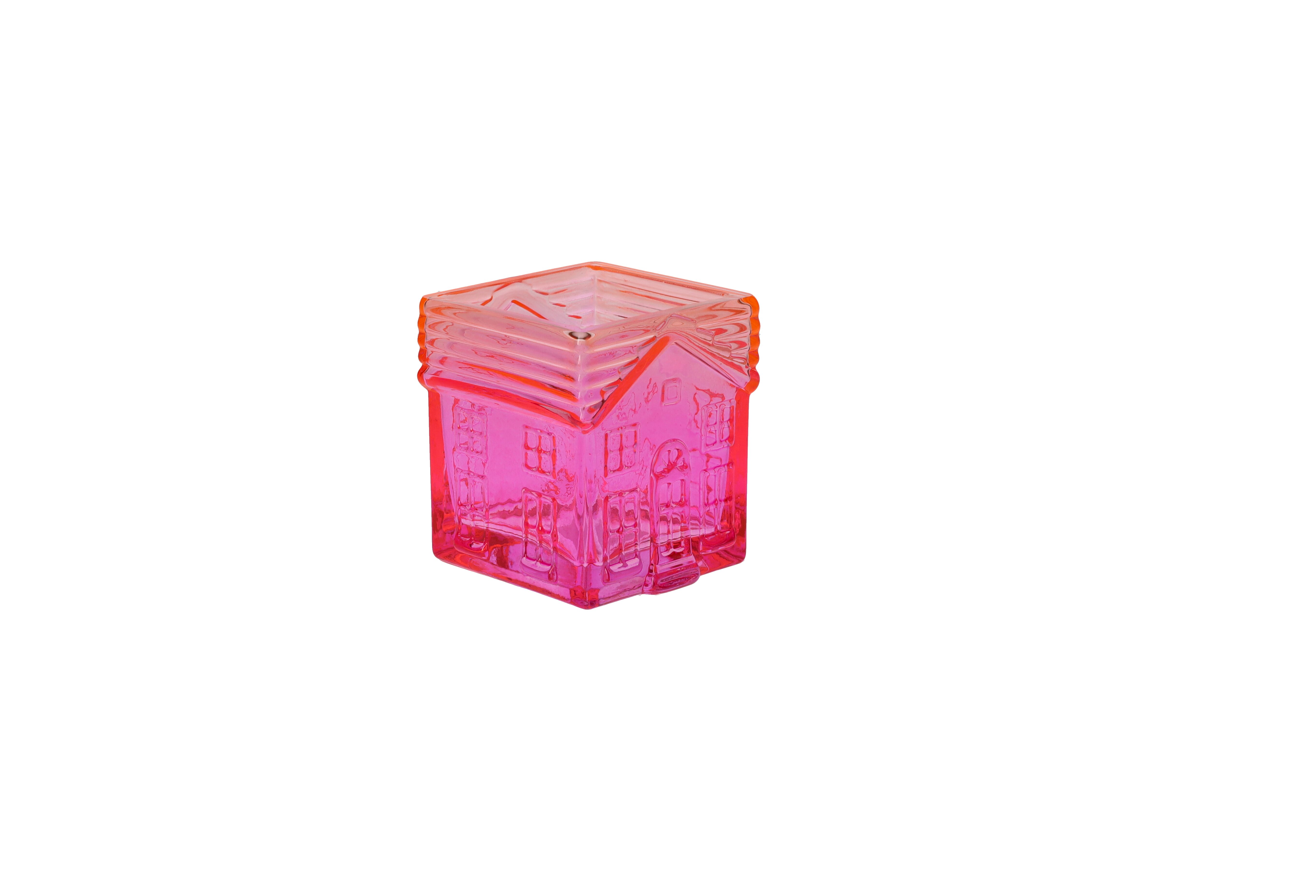 Jacquard, Windlicht,  Haus, S pink, orange, gs