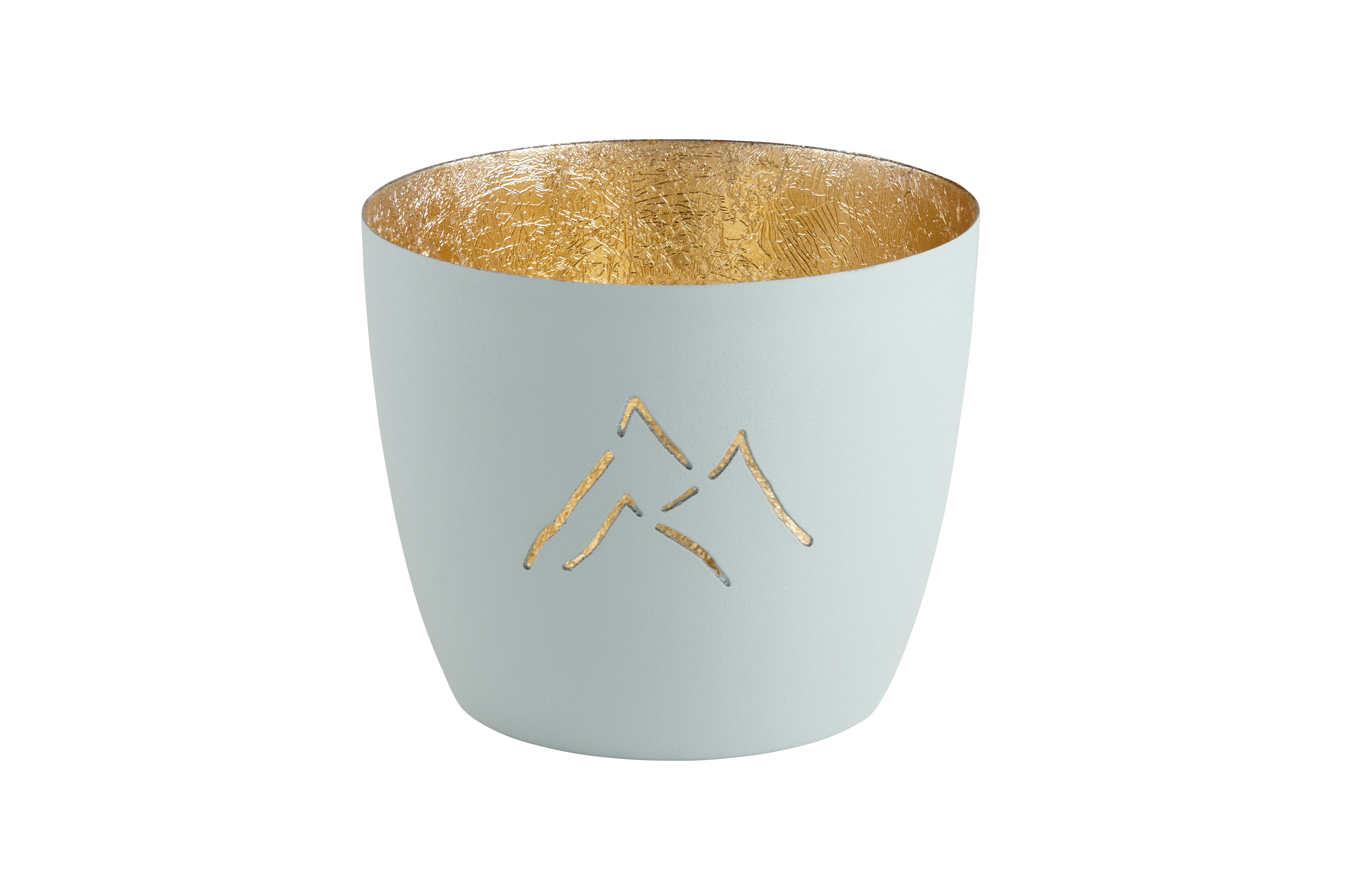 Madras, Windlicht, M, Motiv: Berge, hellgrau/gold