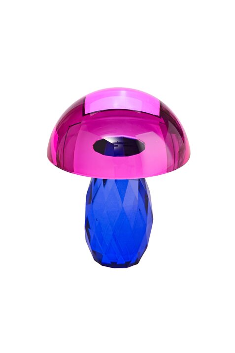 Sari, deco mushroom, S(h10cm), glass, purple/blue, sprayed