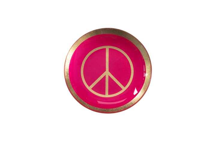 Love Plates, Glasteller S, Peace, rund, neon pink