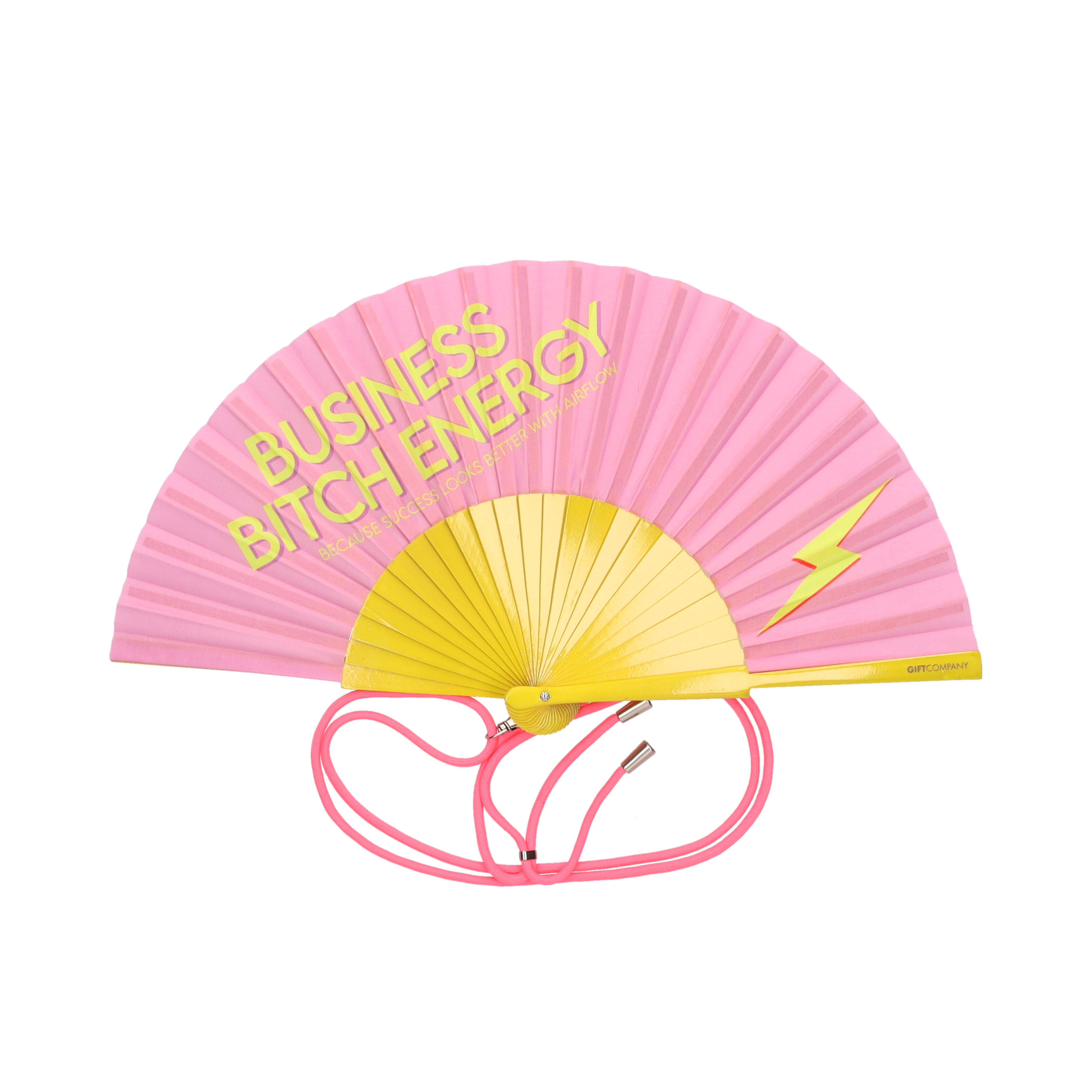 Fififan, Fan, 23cm, motive: business bitch energy, rose/yellow