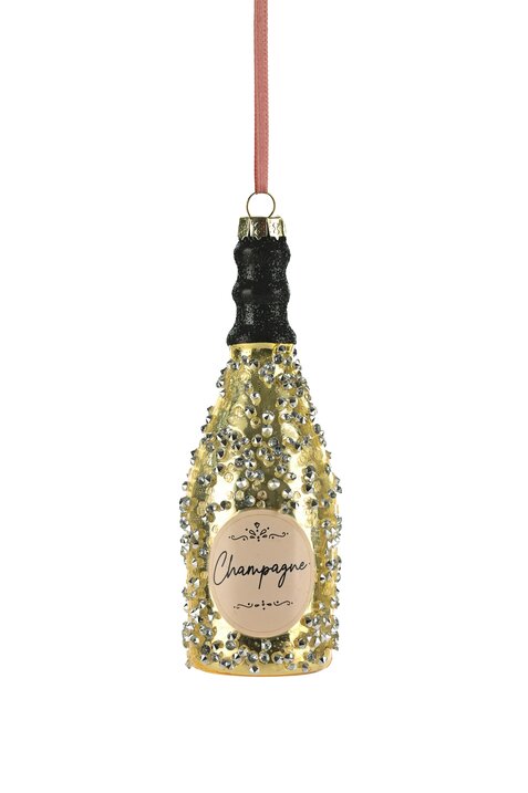 hanger bottle of champagne with rhinestones, gold