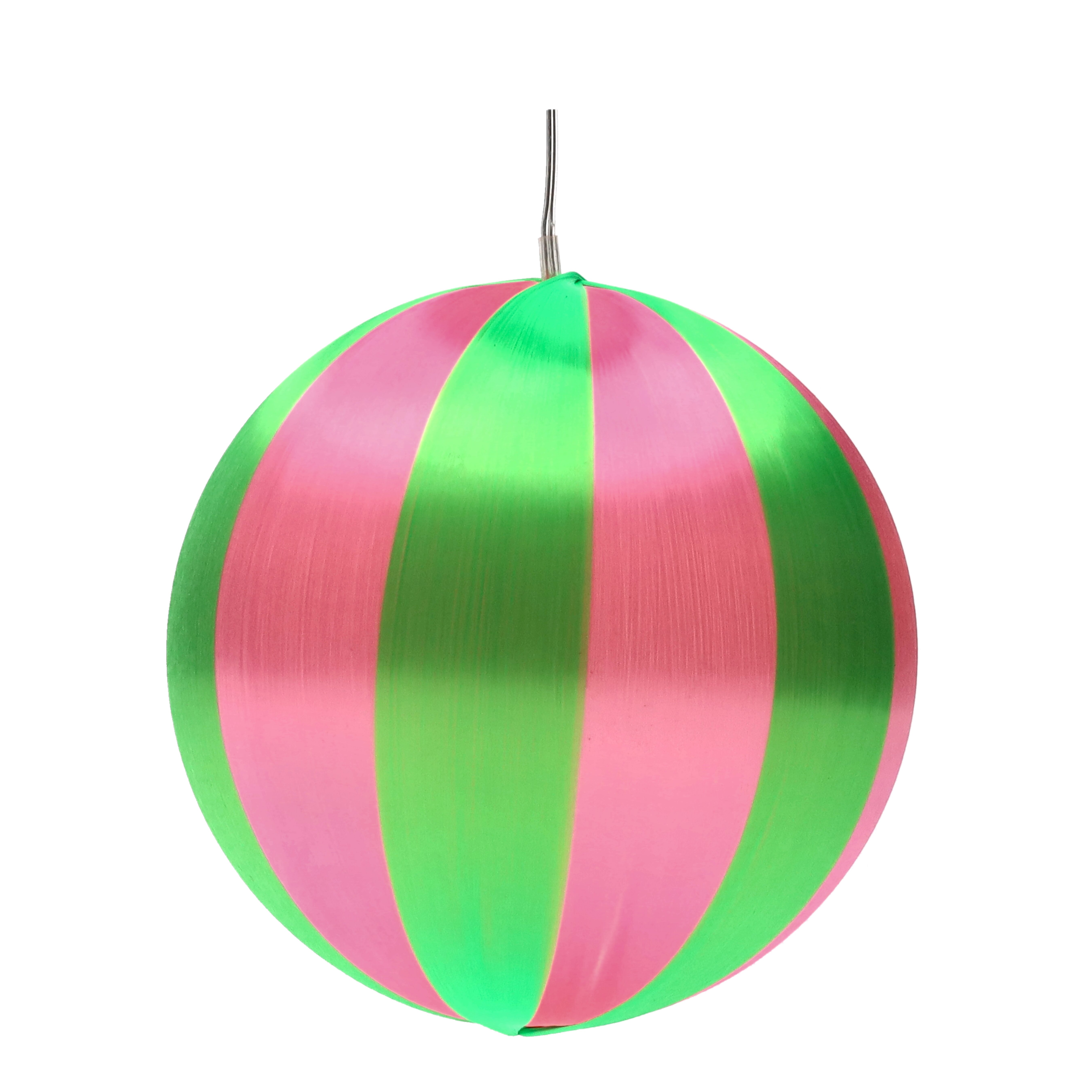 Chinois, LED christmas ball, 15cm, stripes, green/pink