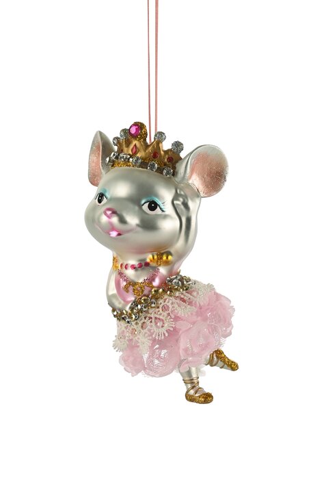 Hänger tanzende Maus, silber/rosa
