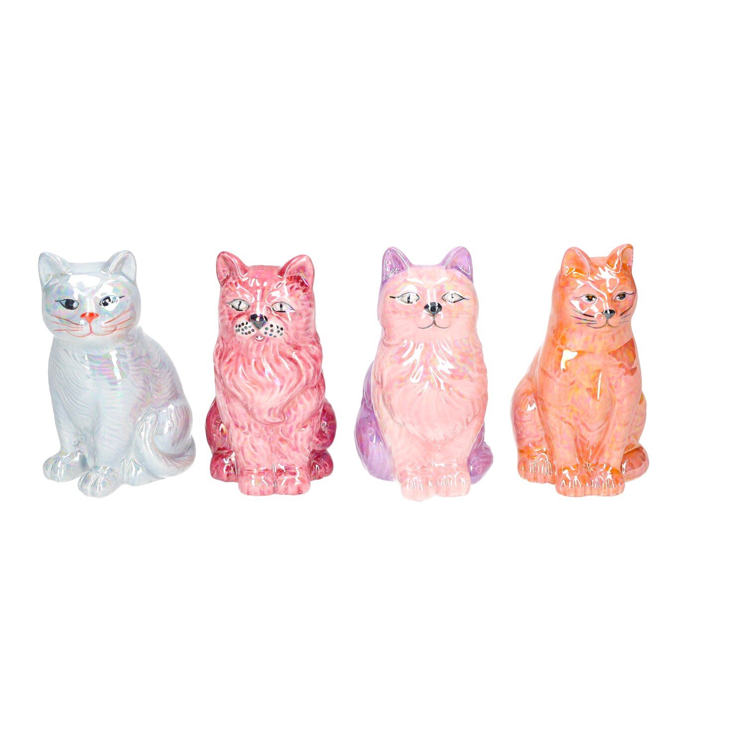 Mignon, Vase, Katze, 4fach sortiert, orange/blau/lila/berry