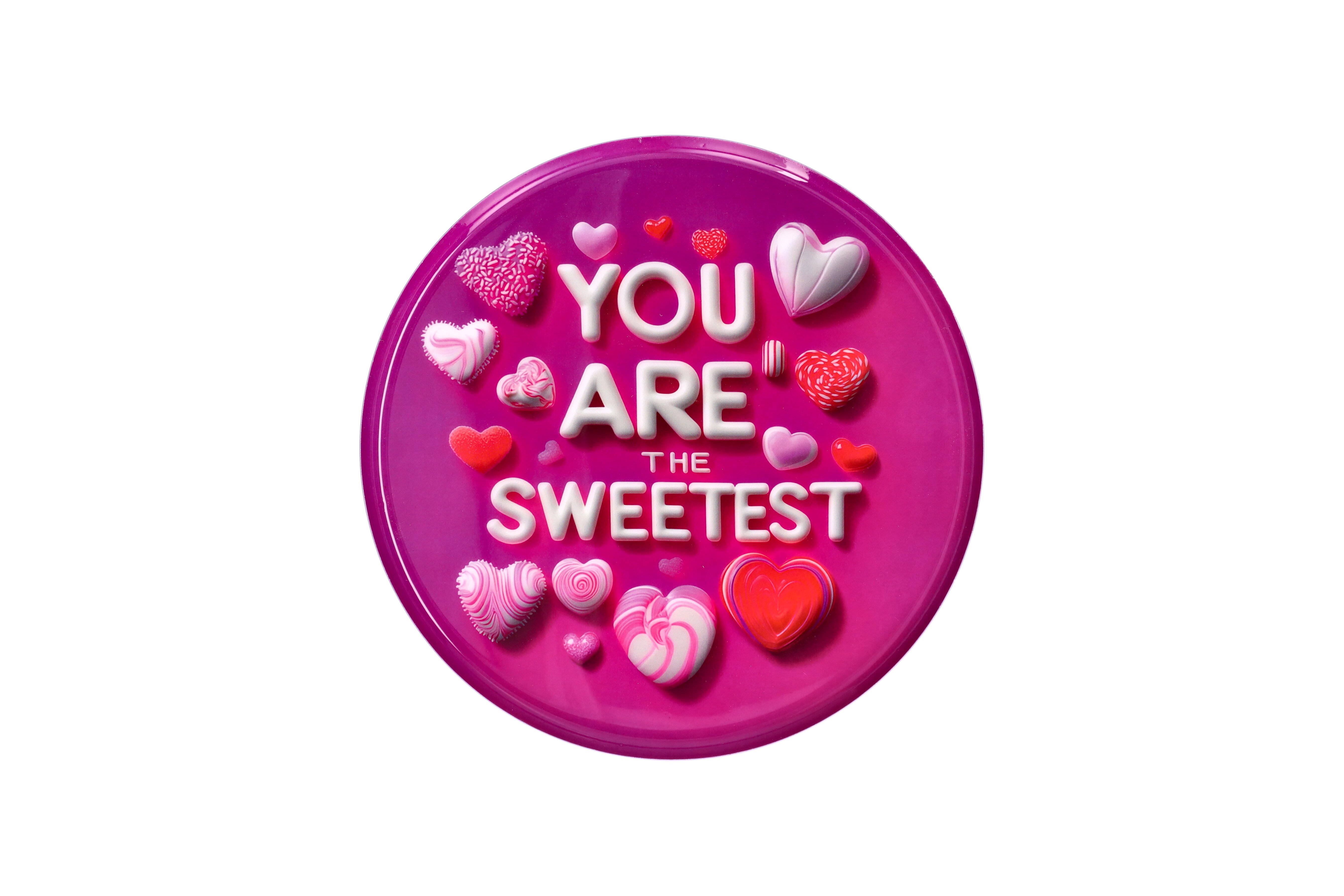 Love Trays, deco tray, M, motive: you are the sweetest,  round, pink