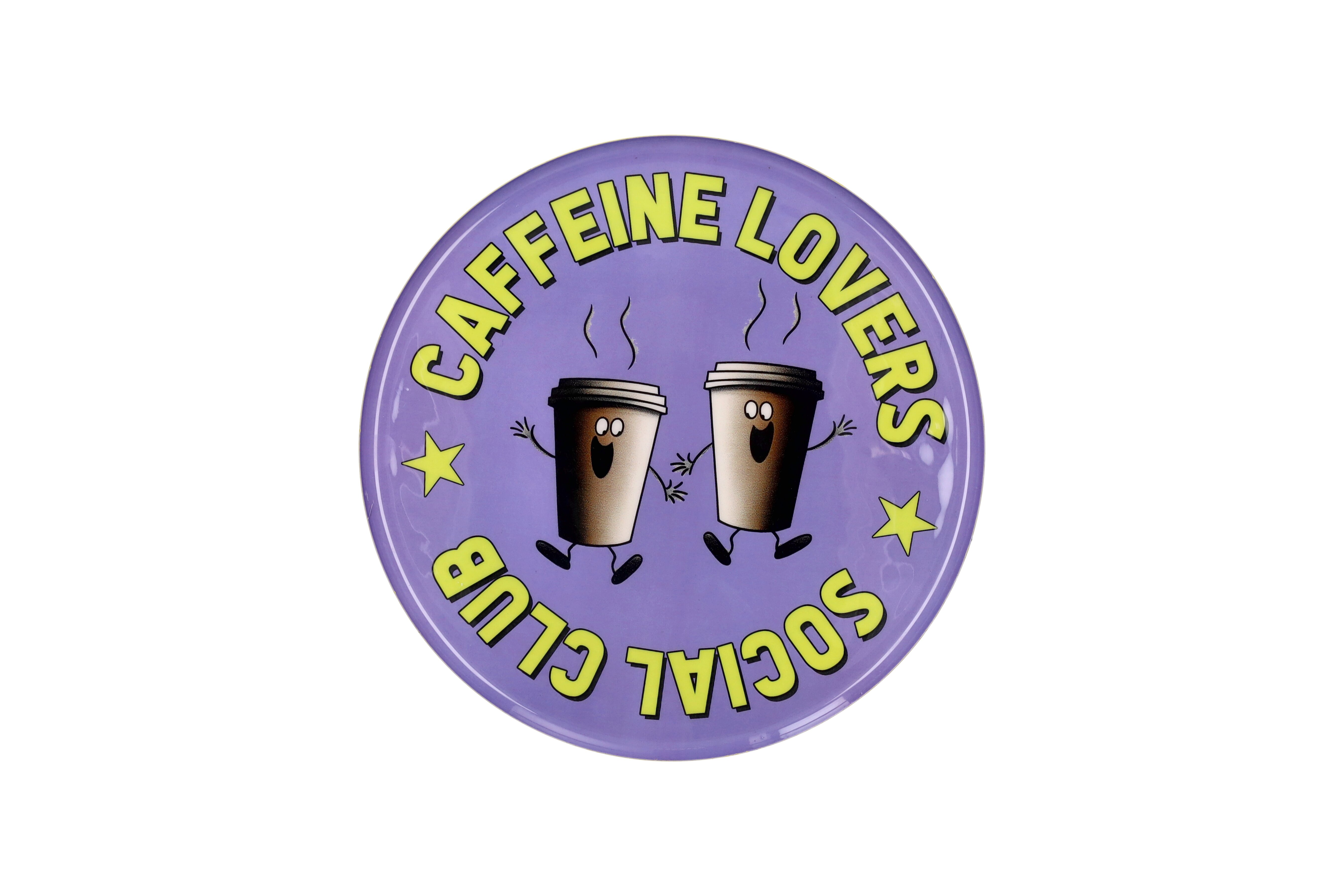 Love Trays, Dekotablett, L, Motiv: Caffeine lovers social club, rund, lila