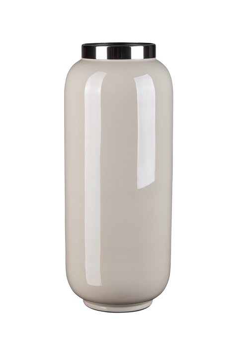 Saigon, Vase mit Metallring, M(H32cm), sandstone/silber
