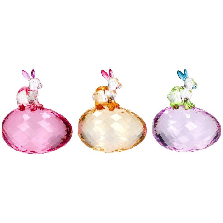 Ciel Coloré, Ei mit Hase , 3fach sortiert, fuchsia/orange/lila