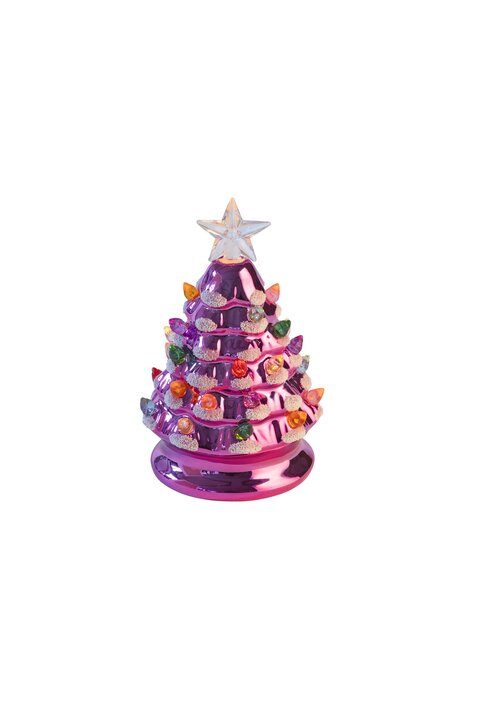 Luce, Weihnachtsbaum mit LED, S(H13,5cm), Porzellan pink