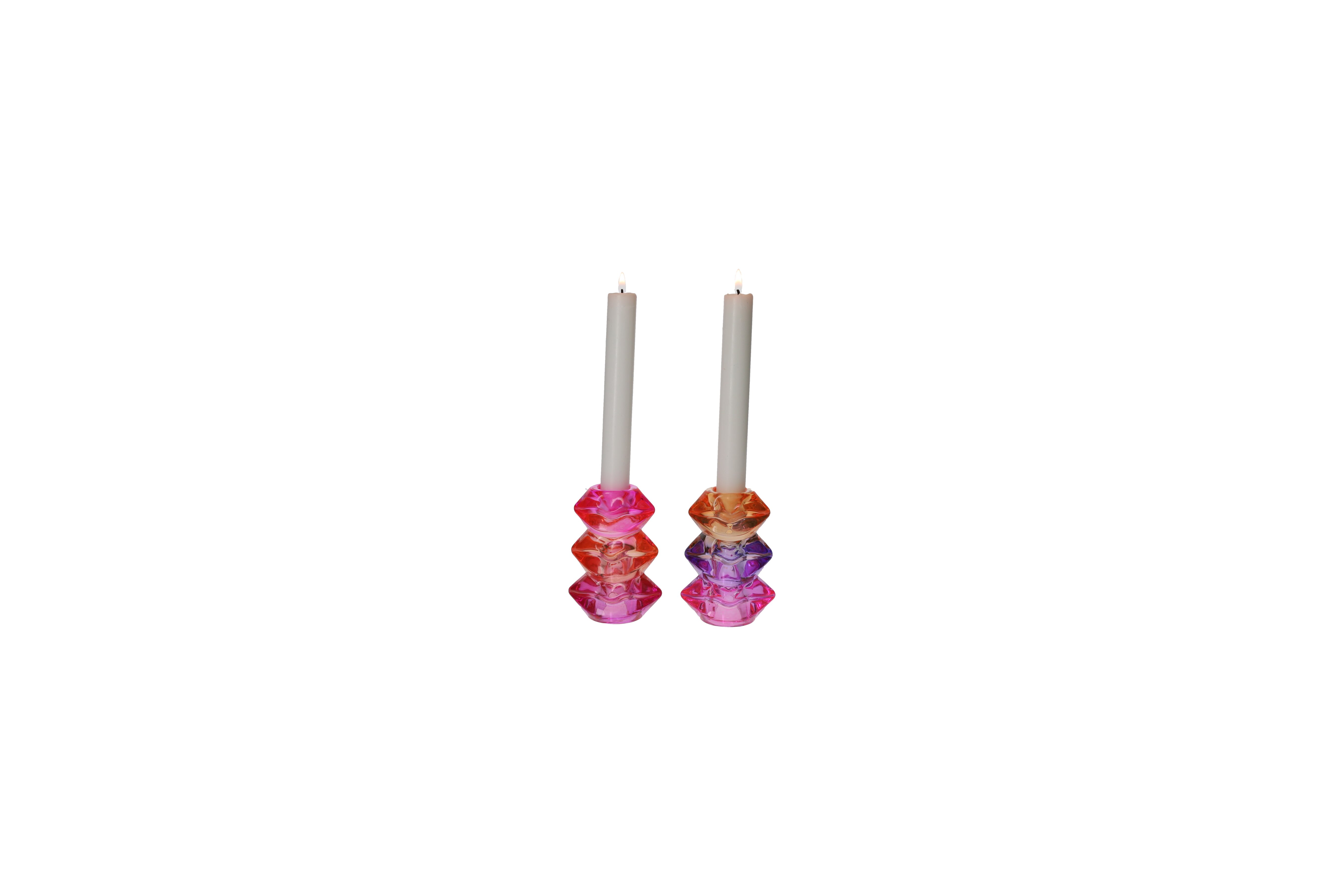 L´amour, Kerzenhalter 2fach sortiert, Lippen, pink, orange, lila, gs