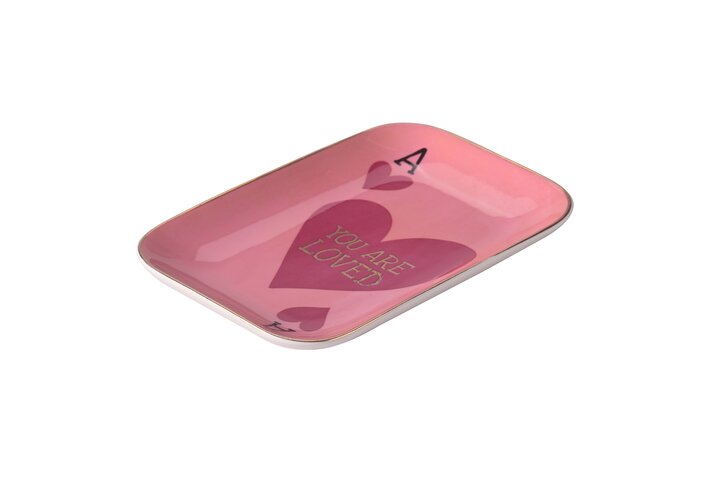 Love Plates, Deko-Teller M, Porzellan, Motiv: You are loved, rosa
