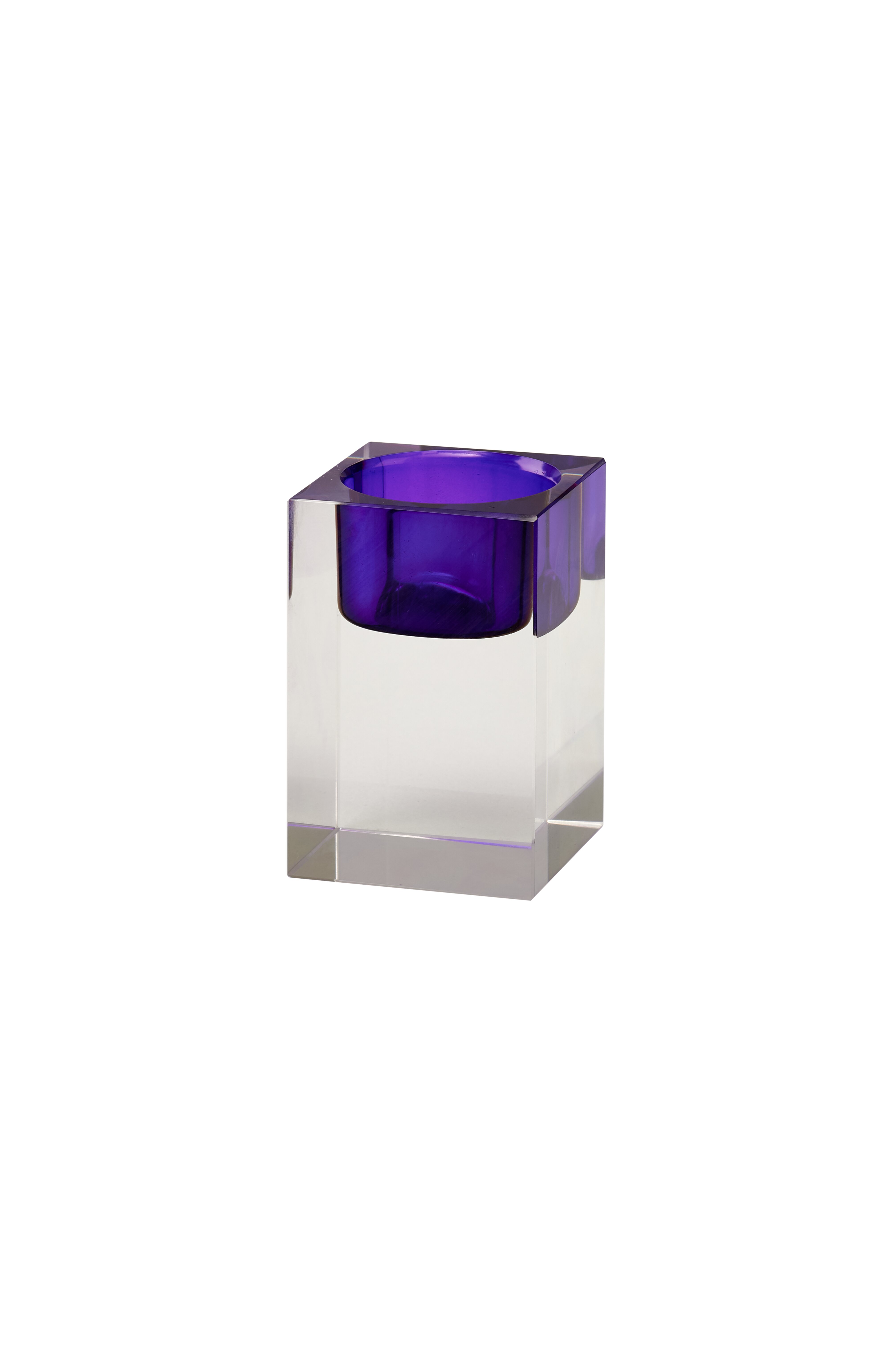 Sari, Kristallglas, Teelichthalter S(H7,7cm), lila/transparent, gs