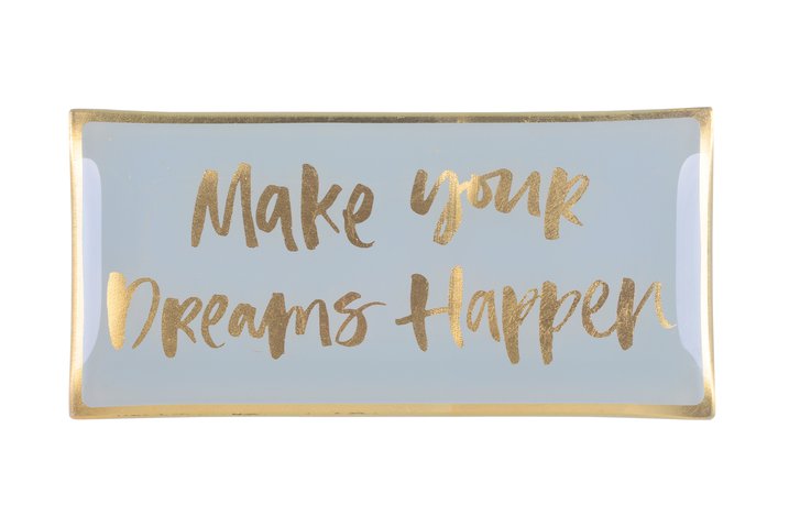 Love Plates, Glasteller L, Make your dreams happen, grau