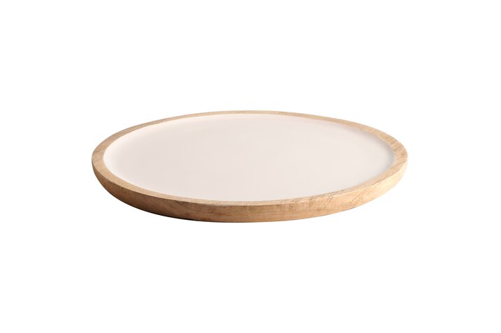 Boathouse, wood tray, M, mango wood, round, pink