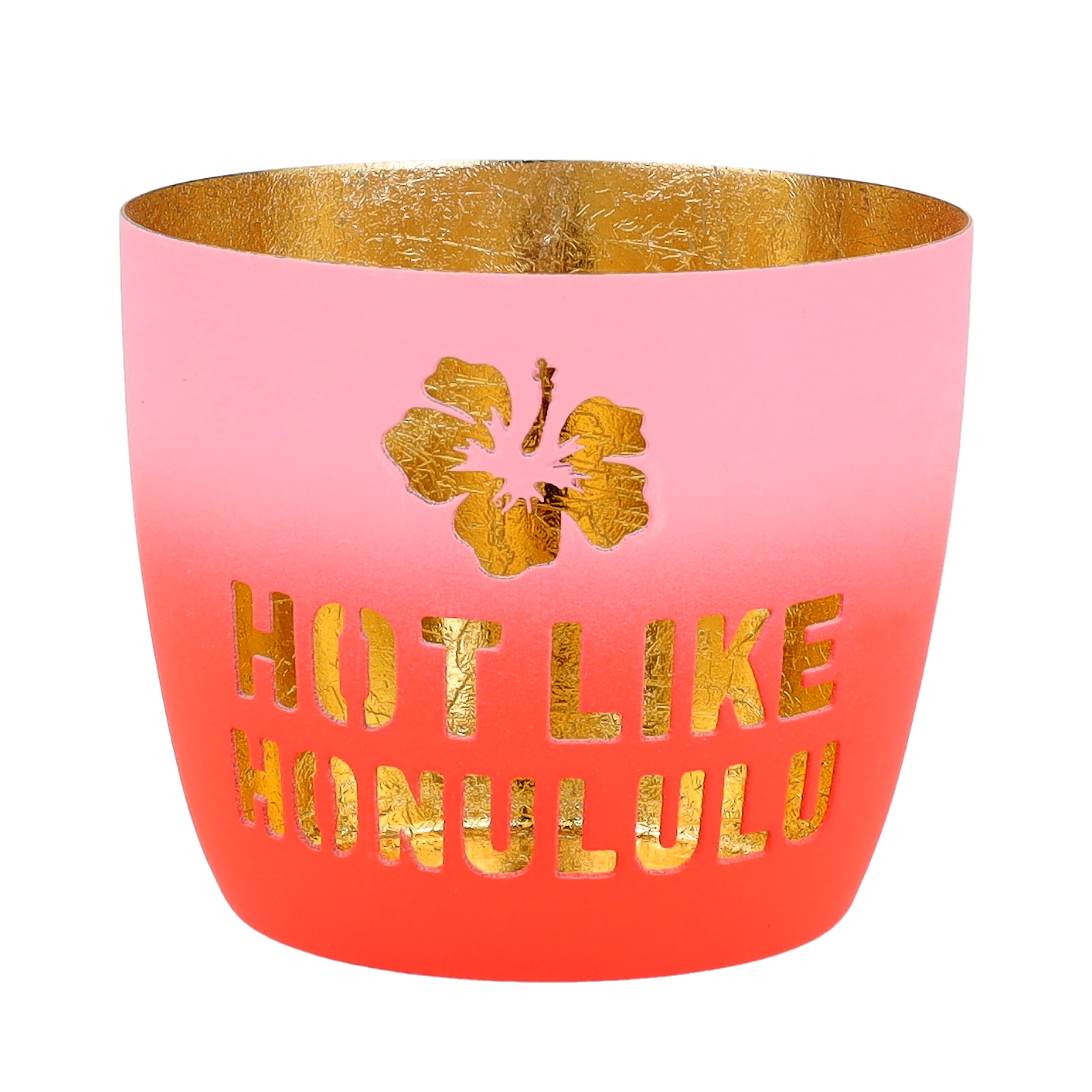 Madras, Windlicht, M, Motiv: Hot like Honolulu, orange/rosa/gold