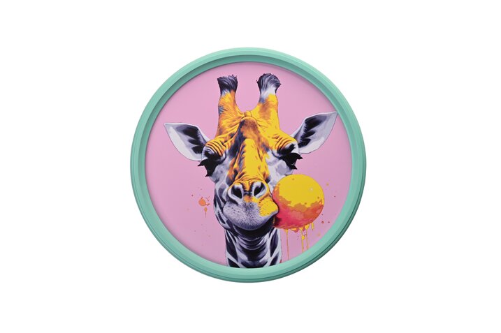 Love Frames, Bild, D25cm, Motiv: Giraffe, rosa/aqua