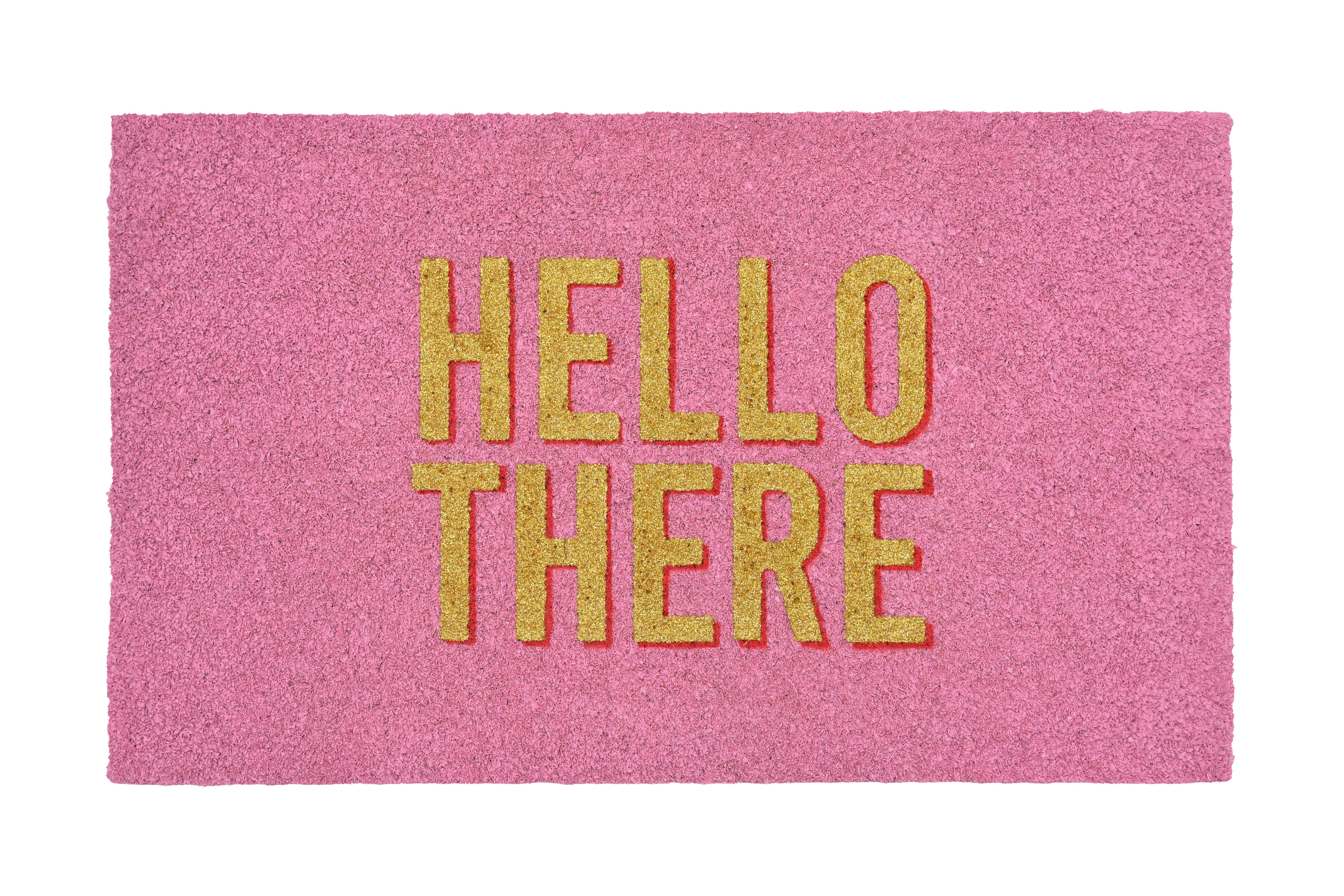 Fussmatte, Motiv: Hello there, Glitzer, rosa