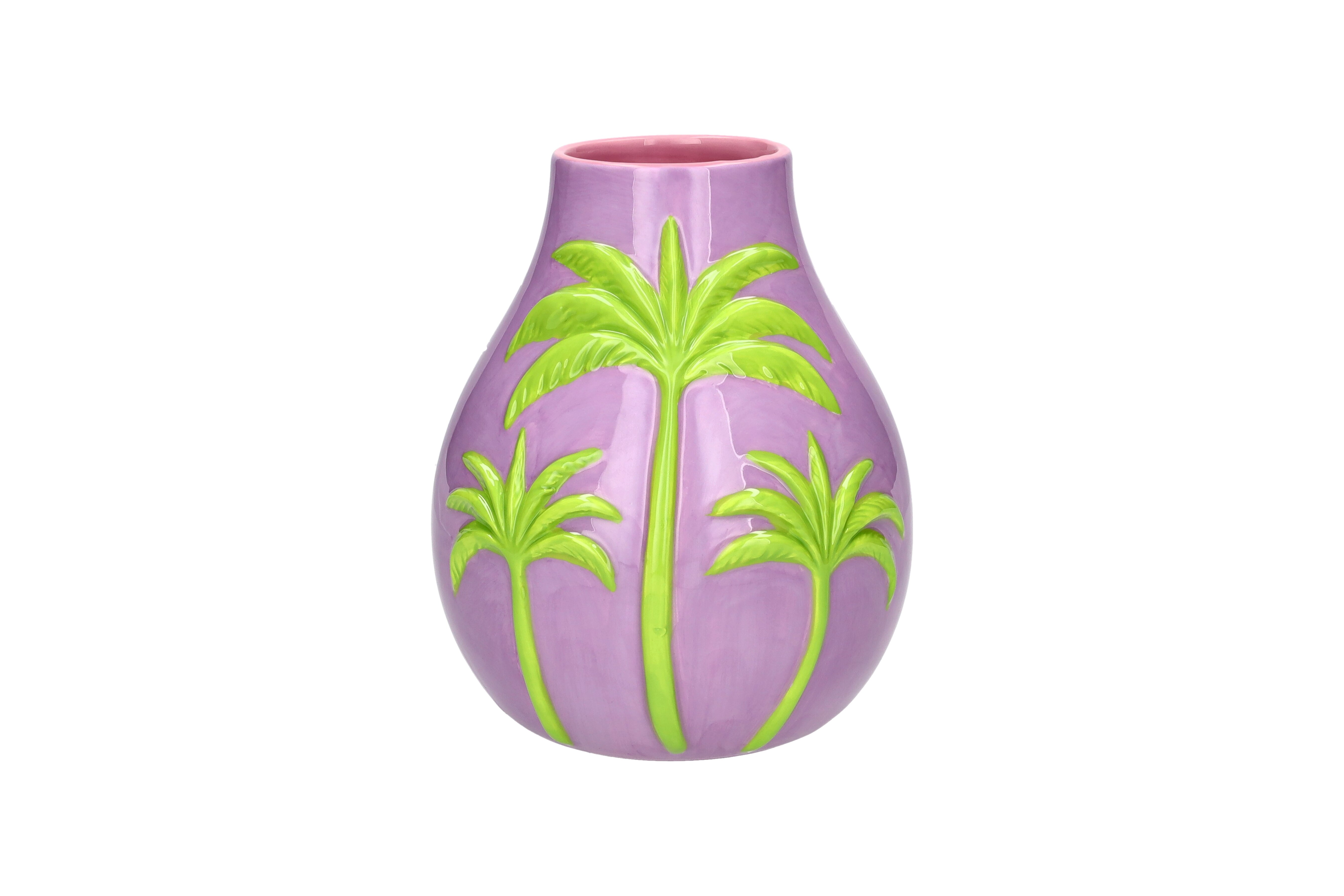 Artisan, vase, palmtree, M, purple/green