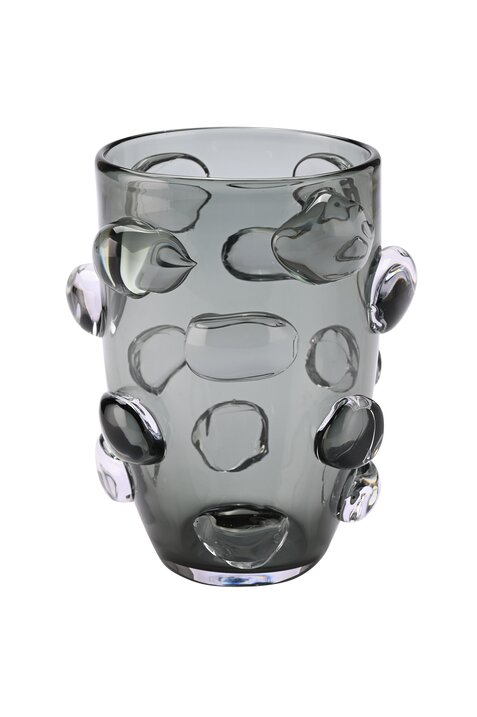 Cashmere, Vase mit Glasnuggets, M(H23,8cm), grau, df