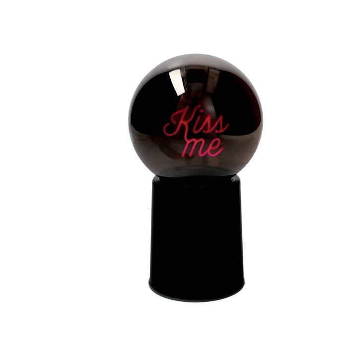 Glowmance, LED-Leuchtkugel, Neonlicht, Motiv: Kiss me, schwarz