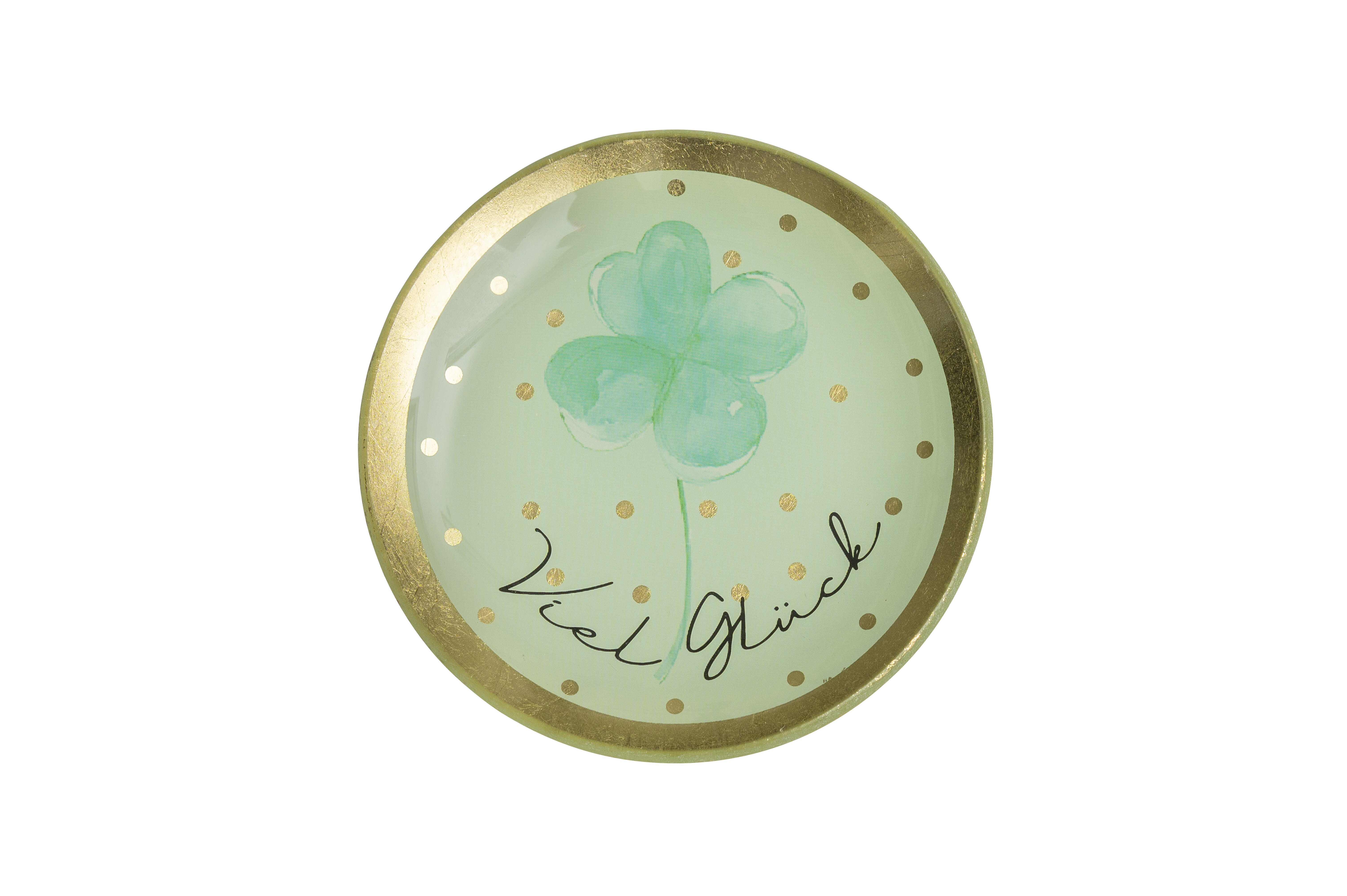 Love Plates, Glasteller S, Viel Glück, rund, mint