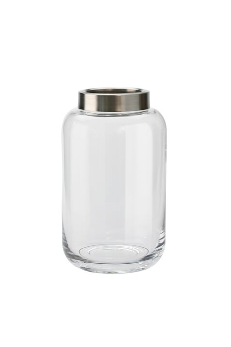 Saigon, Vase mit Metallring, Glas, S(H23cm), transparent/silber