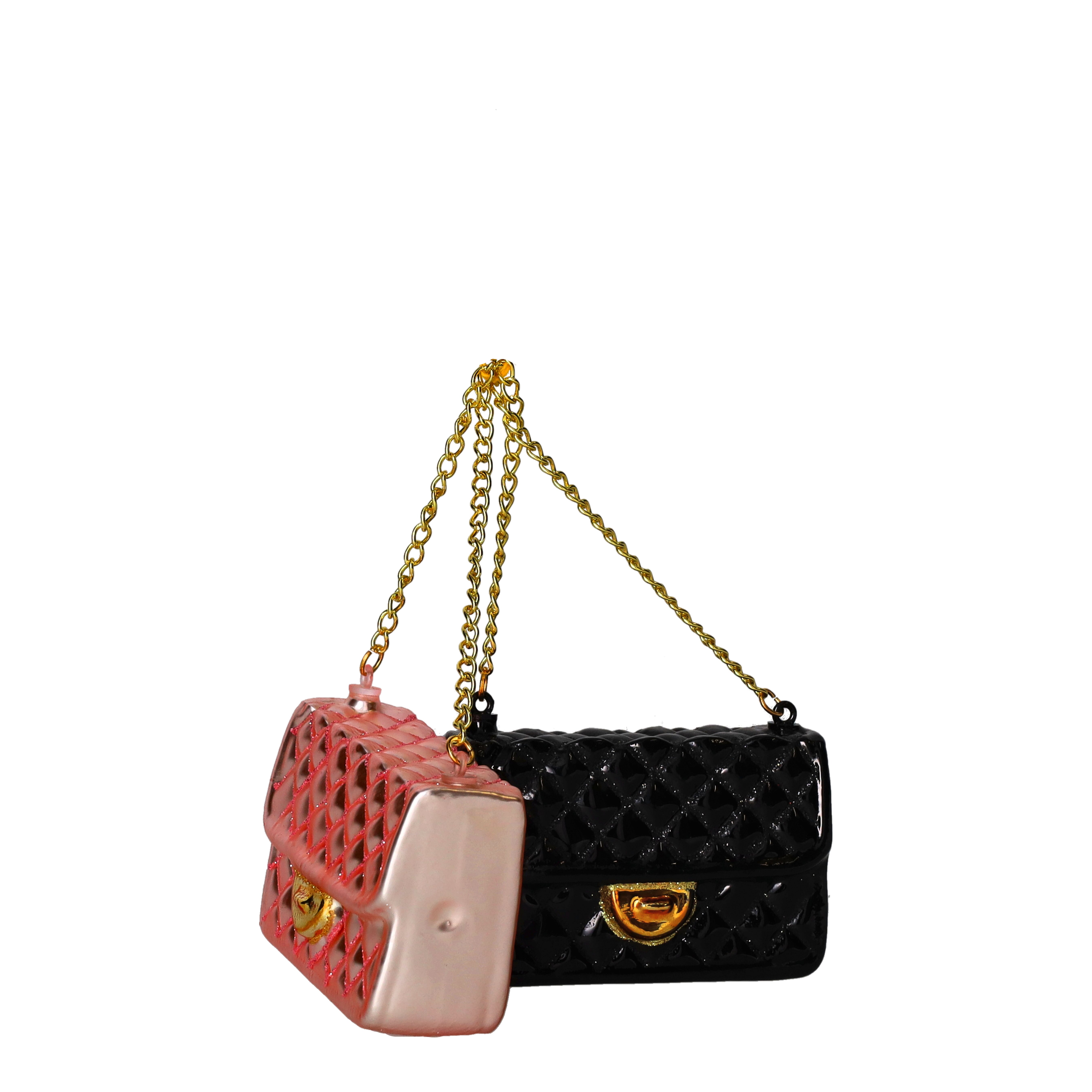 Hänger Handtasche, 2fach sortiert, schwarz/rosa