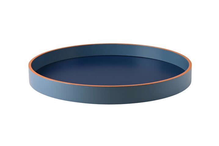 Spa, Tray, M, round, (35x3,5x35cm), 3 tone, dark blue/smoke blue/orange