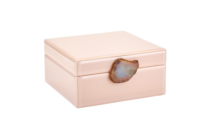 Miroir, mirror box with agate, M, beige, solid