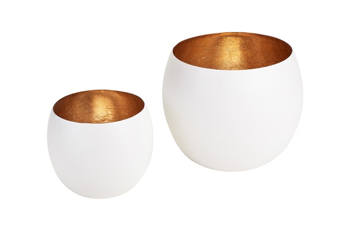 Madras, Windlicht M, 2er Set, weiß/gold
