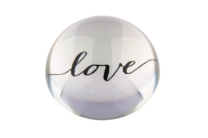 Lourd, paper weight, L, love, round, black