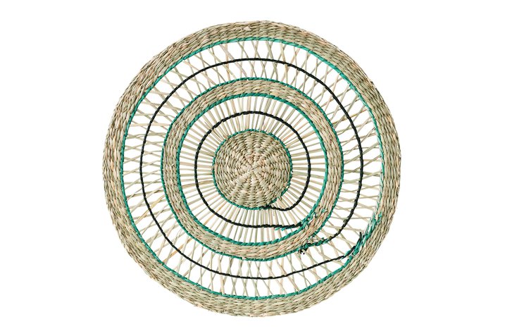 Boathouse, place mat, round, D38cm, nature/balck/green