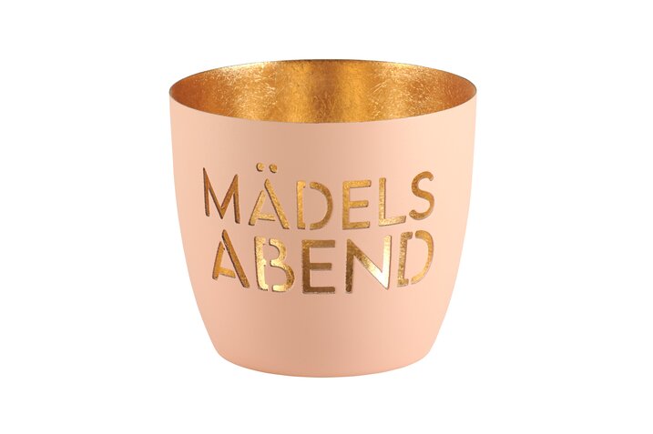 Madras, Windlicht, M, Motiv: Mädelsabend, pastellorange/gold