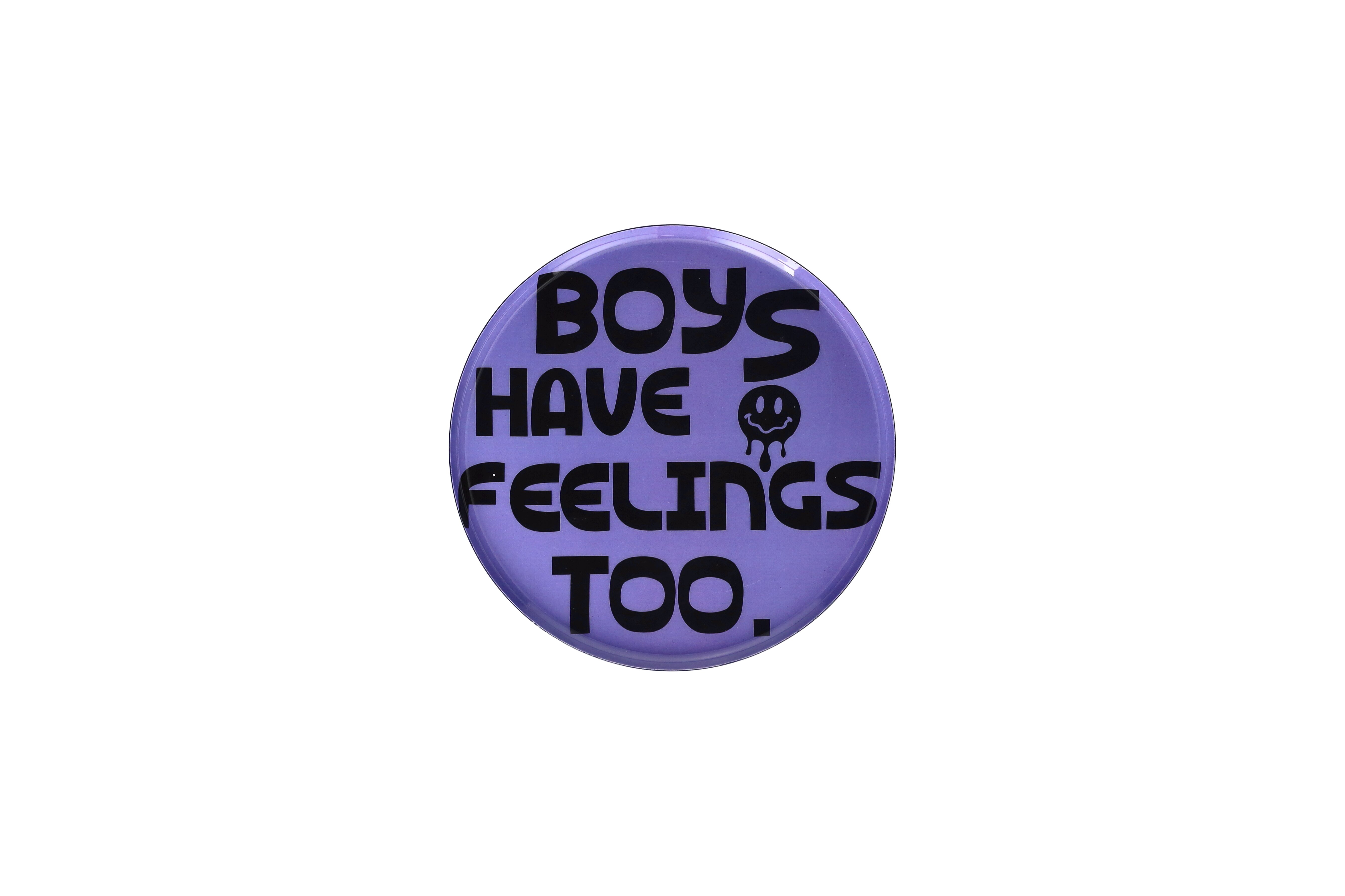 Love Trays, Dekotablett, S, Motiv: Boys have feelings too, rund, blau