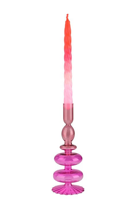 Voile, Kerzenhalter, H23cm, Borosilikatglas, rosa/lila, gs