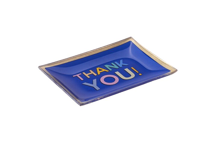 Love Plates, Glasteller M, Motiv: Thank you, blau