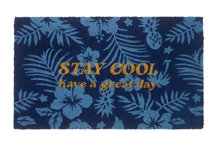 Fussmatte, Stay cool...,Glitter, blau