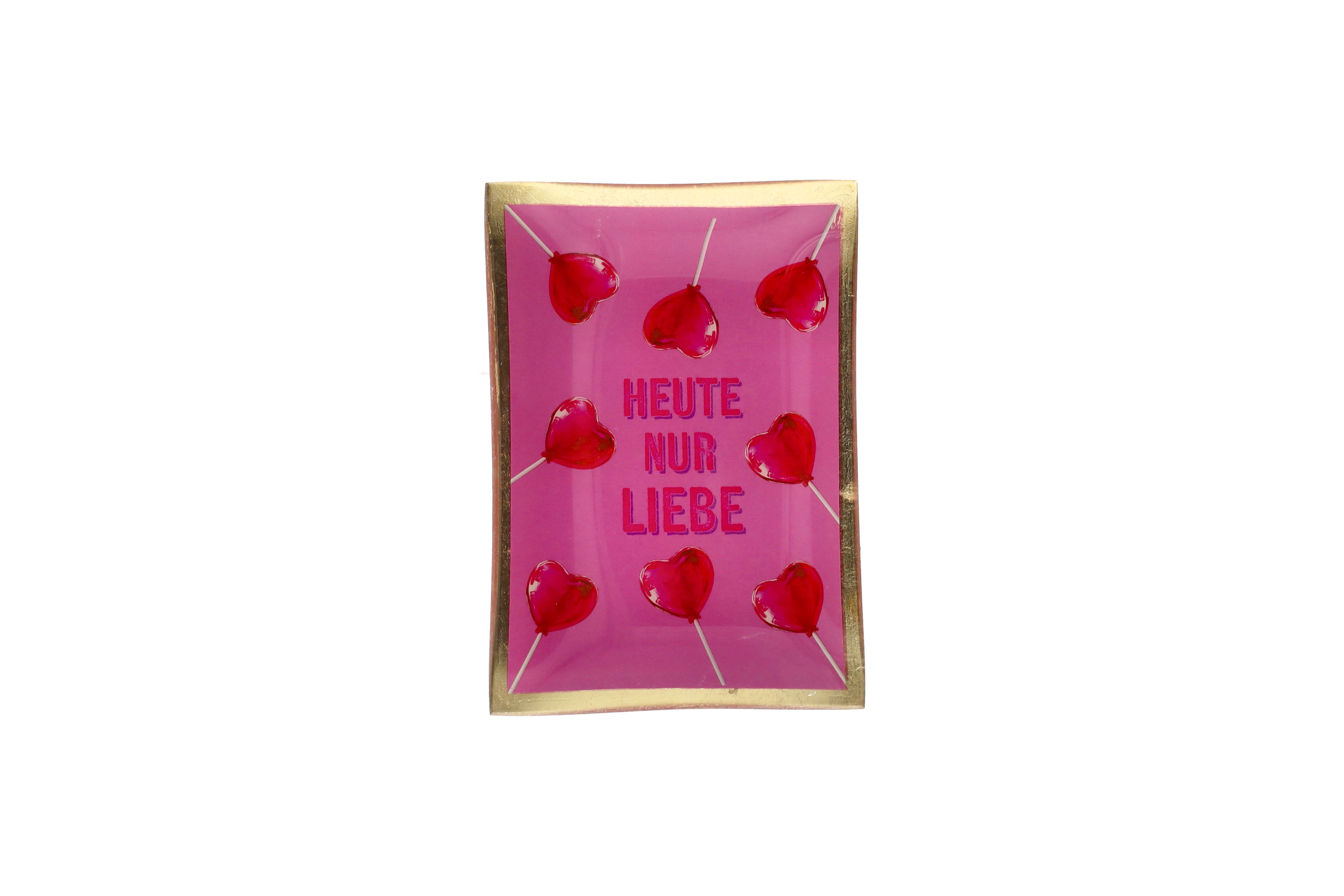 Love Plates, glass plate M, Motive: Heute nur Liebe, pink