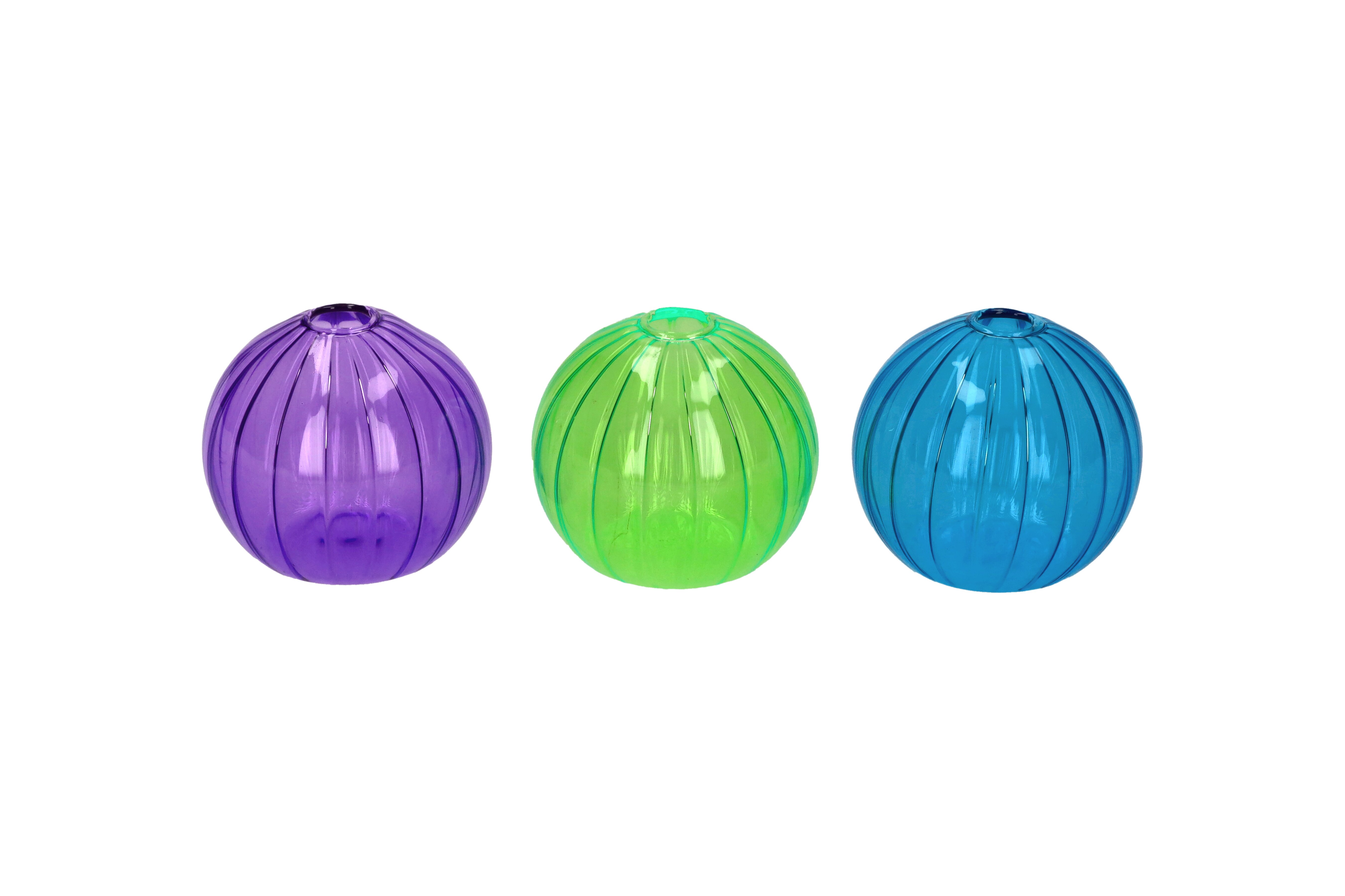 Voile, Vase 3fach sortiert, S(H6,5cm), Borosilikatglas, rund, neon, grün/lila/blau, gs