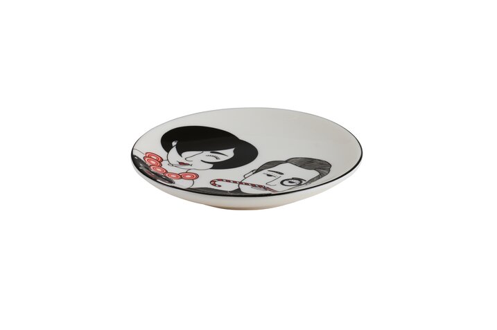 Love Plates, Deko-Teller, Porzellan, Mann und Frau, rund, weiß