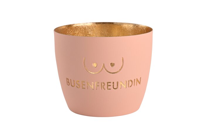 Madras, Windlicht, M, Motiv: Busenfreundin, pastellrosa/gold