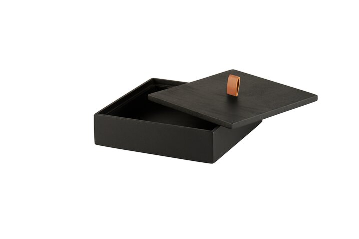 Bento, box, mango wood, square, black