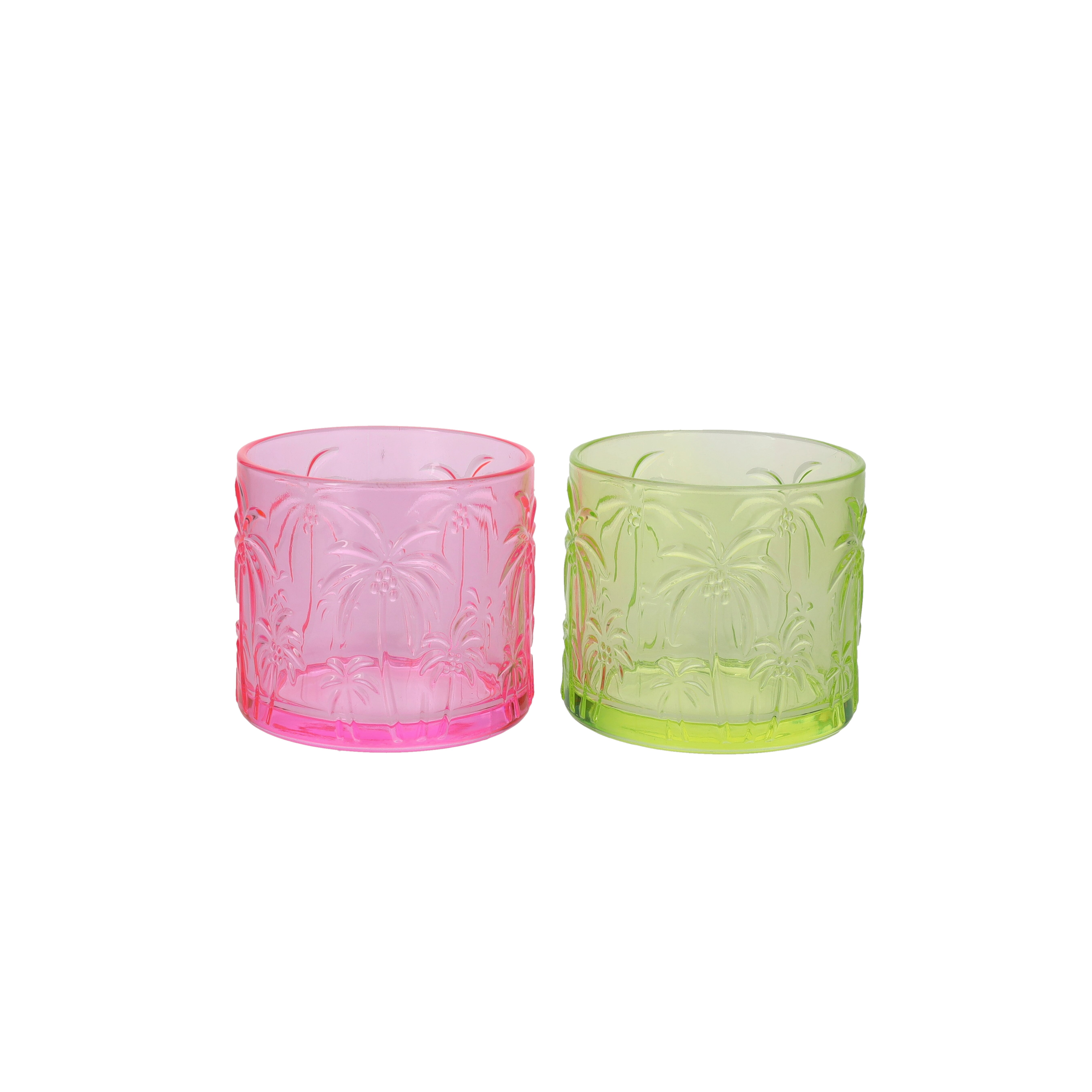 Jacquard, Windlicht, Palmen,2fach sortiert, neon yellow/ neon pink, gs